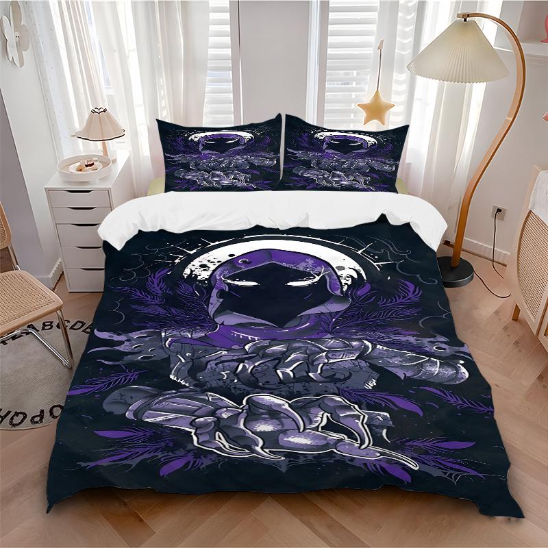 3pcs Shadow Warrior Purple Feather Home Decor Bedding Set-Universal Three-Piece Suit for Bedroom, Guest Room, Living Room, Hotel-Perfect Gif