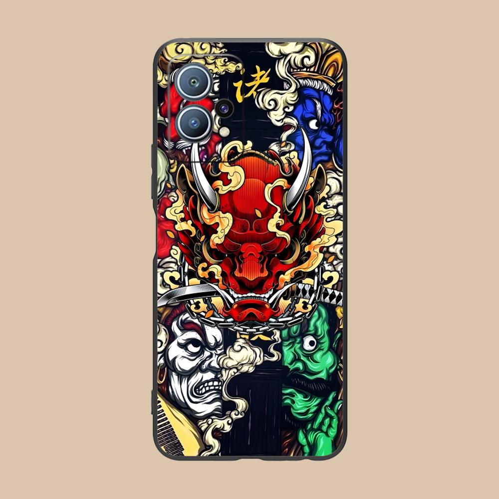 

Hannya Samurai Warrior Phone Case for Huawei P60 P50 P40 P30 P20 P10 P9 P8 Pro Lite Plus Colorful Printing Cover Luxury Cover Huawei P8