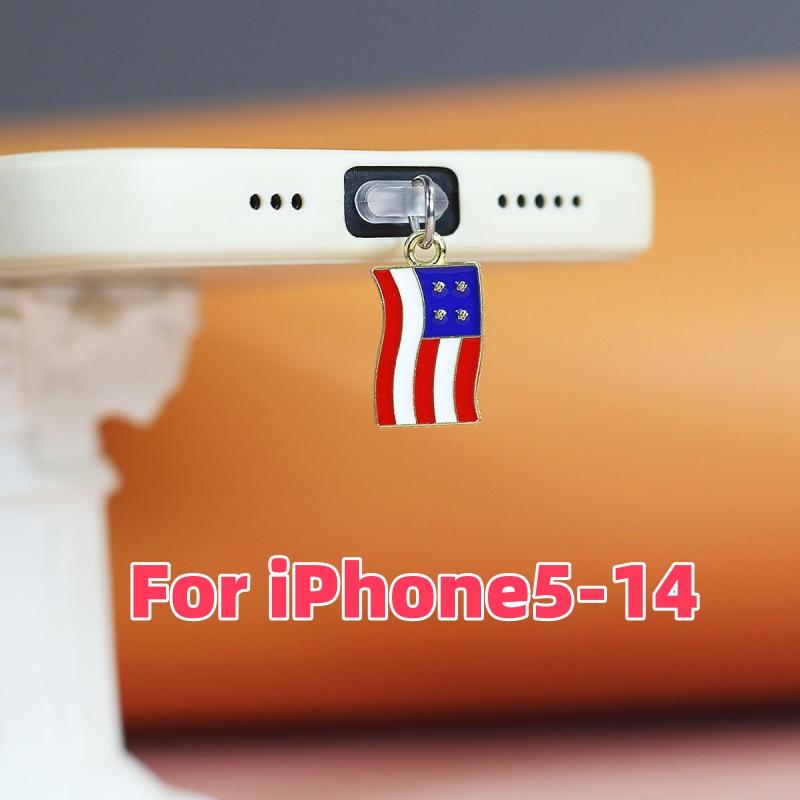 

Защита порта телефона в форме флага, Подходит для портов зарядки iPhone и Type-C, Пылезащитная заглушка для портов зарядки телефонов, наушников и т. д. For iPhone5-14