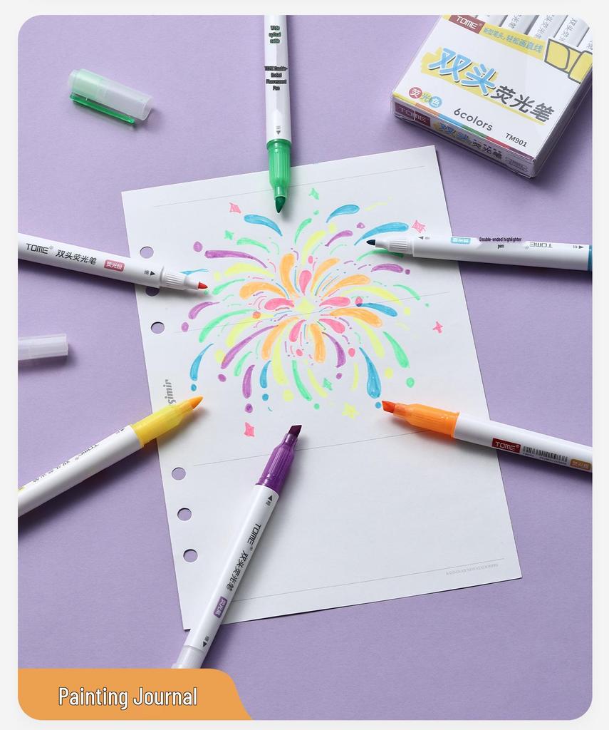 TOME Dual-Head Fluorescent Highlighters for Colorful Planning and Decoration