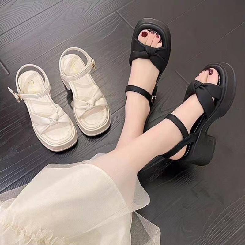 Fashion Womens Increased 5CM High Heels Summer New Ankle Strap Pu Leather Sandals Fashion Women Solid Buckle Open-toe Sandalias De Mujer