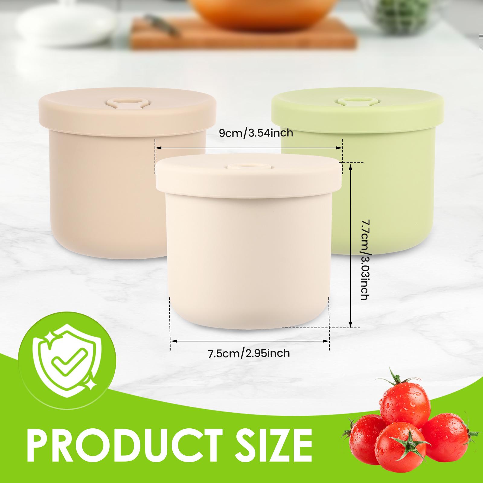 

3Pcs Mini Silicone Lunch Box 8.5oz Food Storage Jar Heatable Bento Box Kids Outdoor Salad Dressing Dessert Snack Fruit Container 250 ml