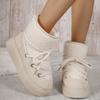 Thick-soled Warm Round Cotton Shoes Winter New Lace-up Piled Thickened Lace-up Warm Snow Boots
