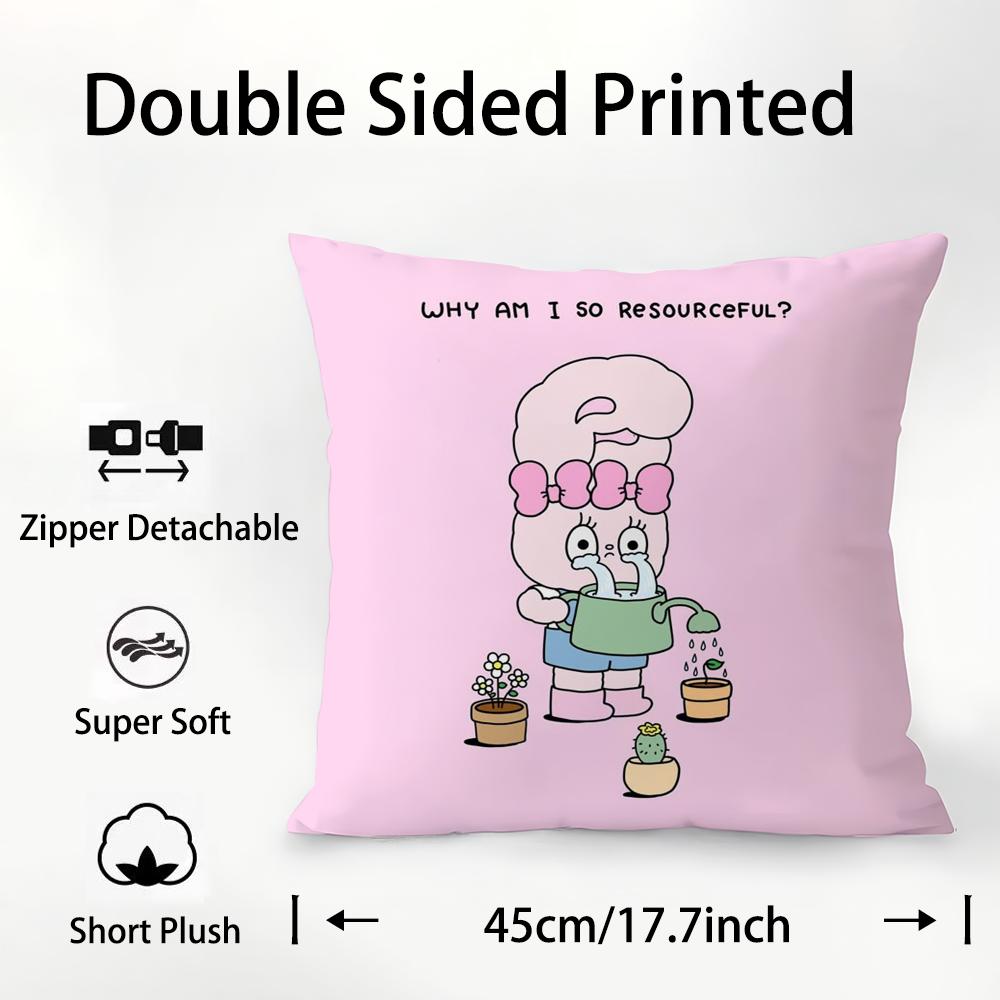 

Cute E-Esther Bunny Pink Pillow Case Plush Fabric Soft Double Sided Print Sofa Cushion Cover Throw Pillow Covers 12x12Inch