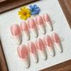 French Ice Translucent Cat Eye Almond Wearable Long Nails - Nude Whitening High-Grade Removable Nail Art Tips