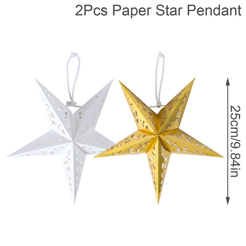30-75cm Hollow Star Hanging Pendant Eid Mubarak Christmas Ramadan Decoration 2025 Islamic Muslim Party Decor Ramadan Kareem Gift