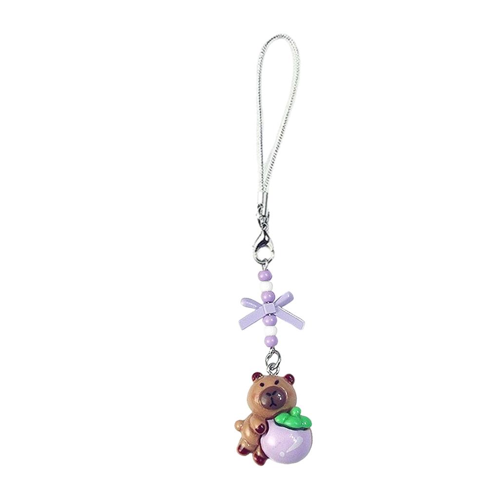 Adorable Capybara Beaded Phone Charm Cute Handcrafted Resin Keychain Pendant for Young Women and Fashion Enthusiasts