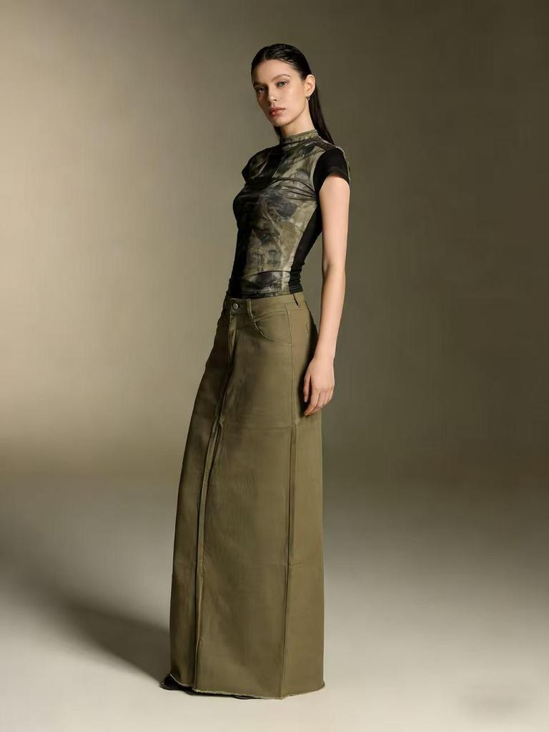 Summer Women's Loose Straight Denim Maxi Skirt - European/American Style