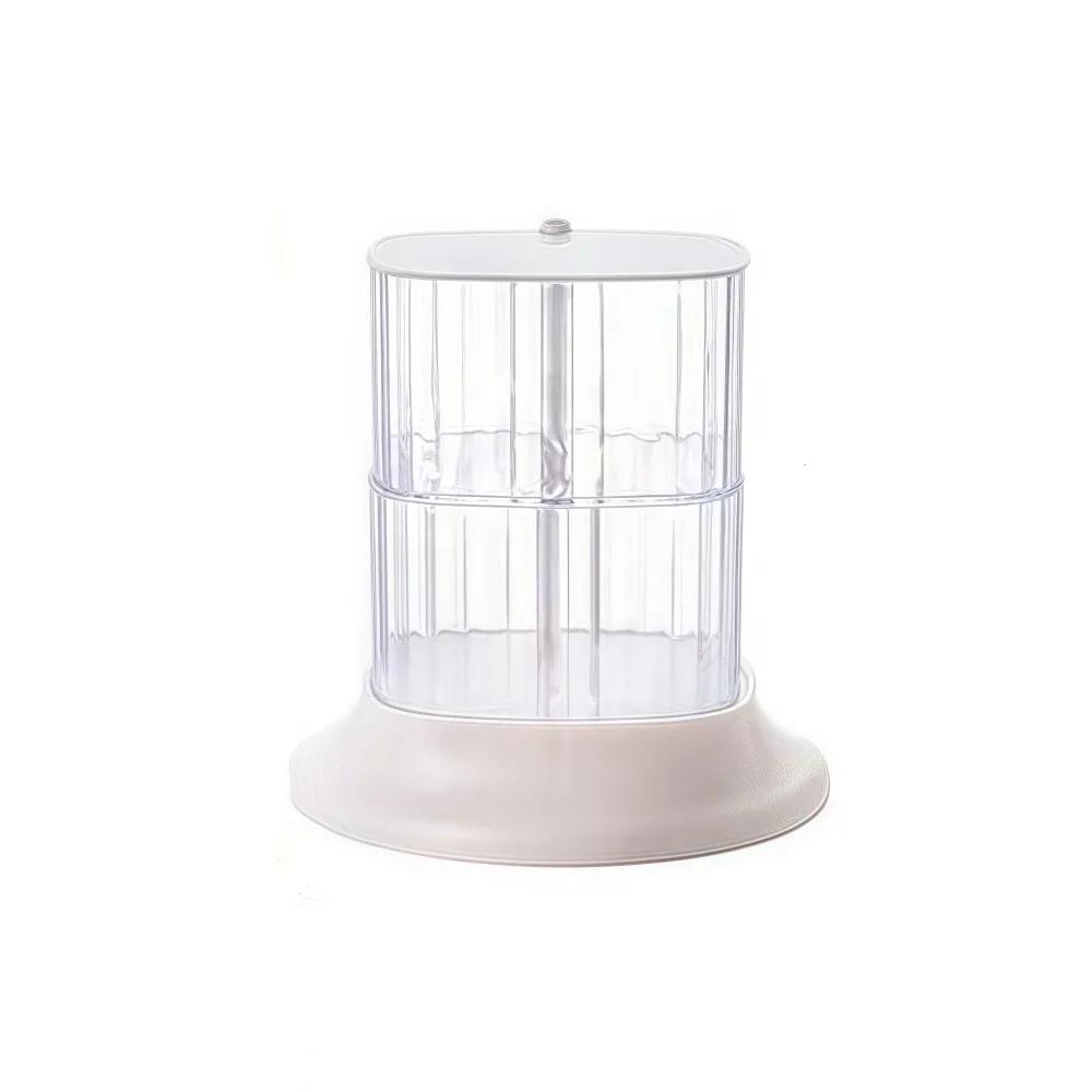 4-Layer Hair Accessory Organizer Transparent Rotating Powder Puff Box Dust-proof Cosmetic Storage Rack Girls' Jewelry Storage