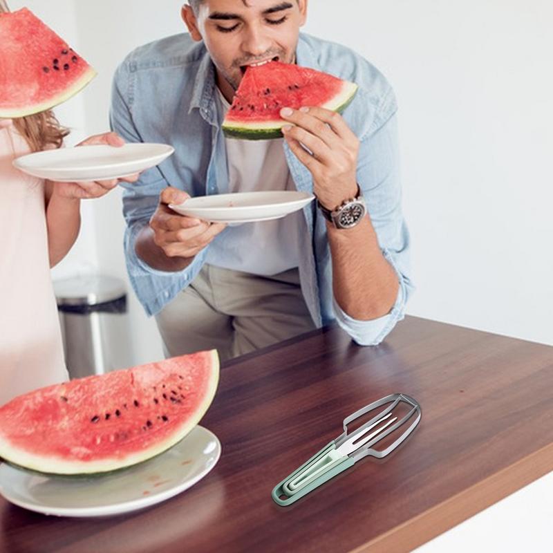 

Watermelon Fork Cutter Stainless Steel Fruit Popsicle Slicer And Fork Set Multifunctional Kitchen Gadgets For Watermelon Fruit бежевий