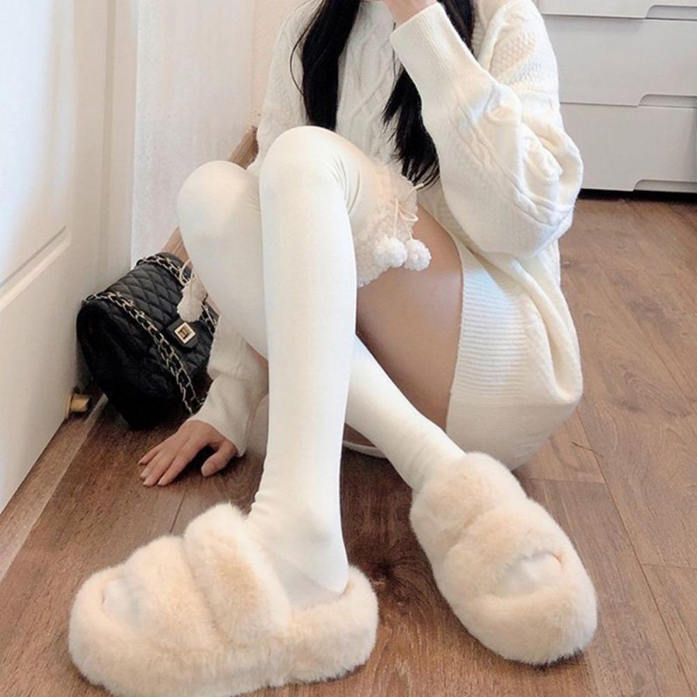 Șosete casual tricotate pentru vițel, bumbac pufos, lungi până la genunchi, șosete lungi pentru femei, șosete noi