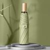 Three-fold simple plain windproof creative solid wood handle women's vinyl parasol fixed plus ogo small fresh sun
