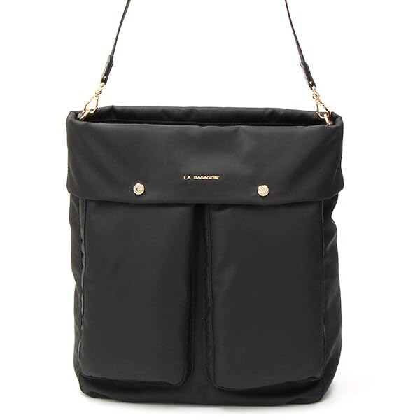 Shoulder Bag with Double Front Big Shoulder Black [Lava Gerry] Pockets, 2-Way Bag, (10)