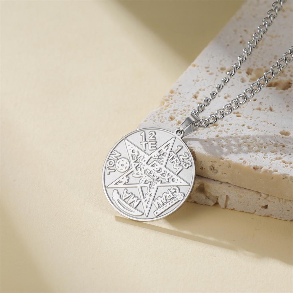 Tetragrammaton Pentagram Necklaces Stainless Steel Vintage Magical God Name Pendant Chain Pentacle Solomon Jewelry Gifts