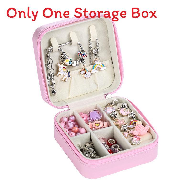 Childrens Jewelry Box With Pure Color Leather Material Multi Use Storage For Girls