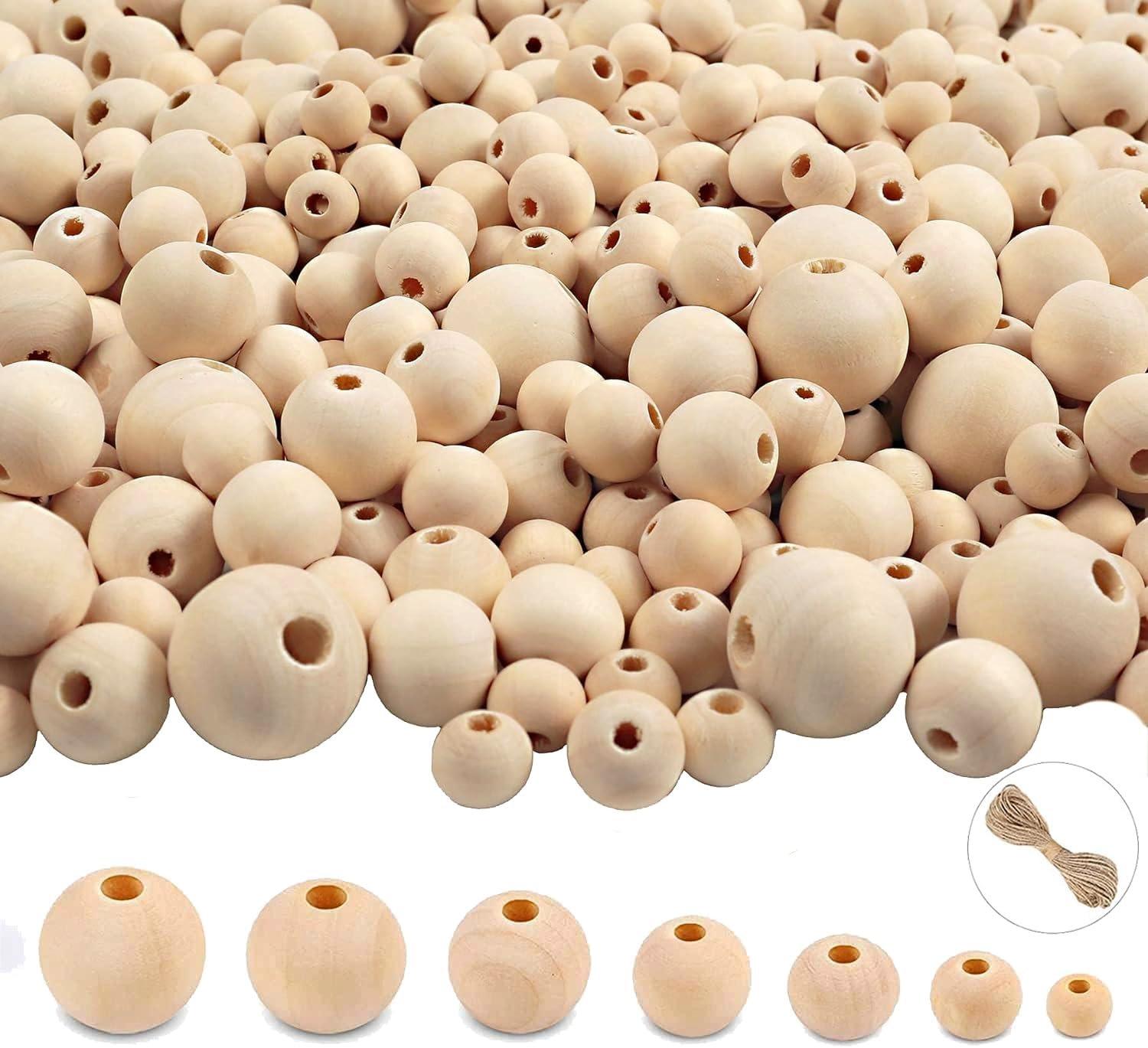 

100pcs Wooden Beads for Crafts Unfinished Natural Wood Bead for Garland Macrame Jewelry Making DIY Farmhouse Decor 6mm