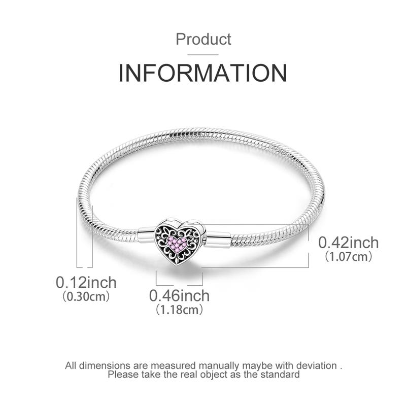 Bracelet 925 Silver Bracelet 17-20CM Love Heart Zircon Original Bracelets Fit Charms Bracelets Jewelry Gifts