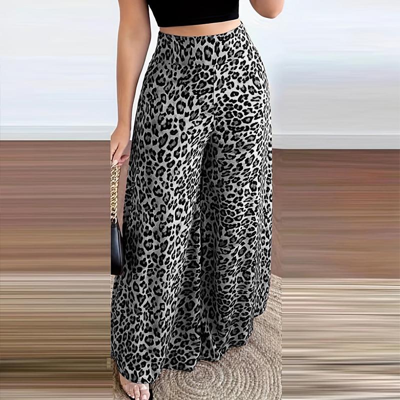 

Женские свободные повседневные брюки с леопардовым принтом ZANZEA с эластичной талией сзади M серый