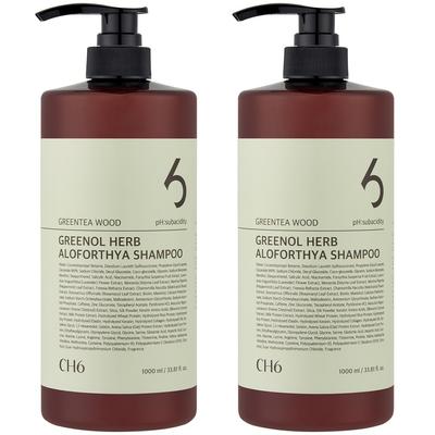 CH6 Greenol Herb Allophosia Shampoo Profumato al Legno di Tè Verde, 1L, 2 pz.