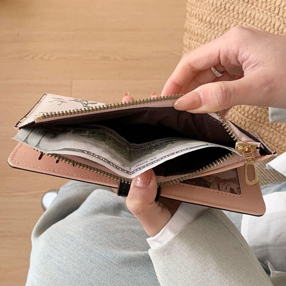 Printed Women Long Wallet Flower Multiple Cards Purse Organ Card Holder Two Fold Purse  Daily