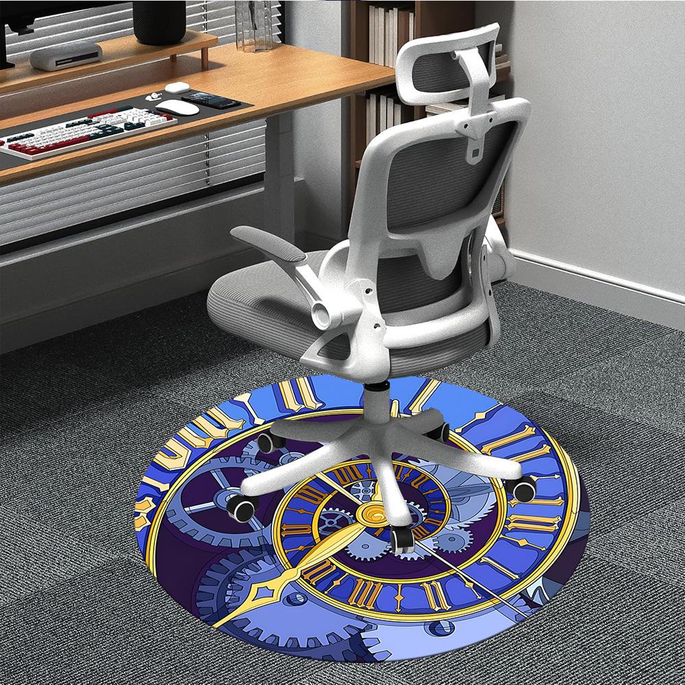 

1PC Clockwork Mechanism Office Round Area Rug, Indoor Mat Suitable ForOffice, Under Office Chairs Bedroom Living Room Home Decor, Room Deco, D145 80cm by 80cm