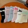 Ballet Bow Socks Summer Thin Fungus Edge Stacking Socks Breathable Hollow Mesh Lolita Medium Tube Socks