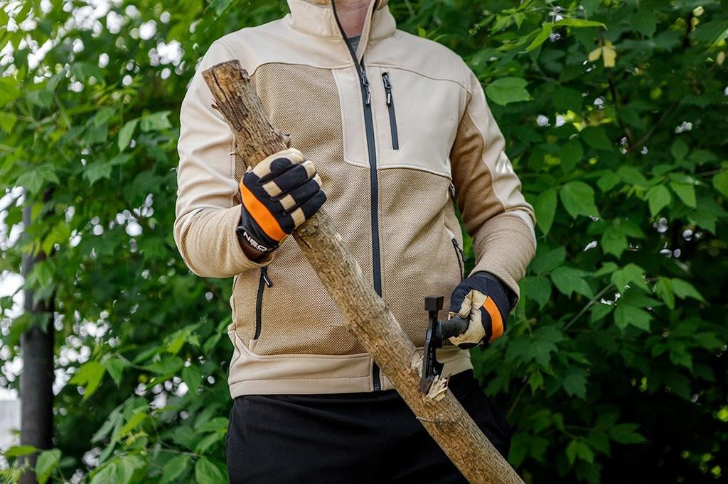 Outdoor Softshell Jacket, Beige, Men' Work Sweatshirt, Reflective Details, Size 1 Pc