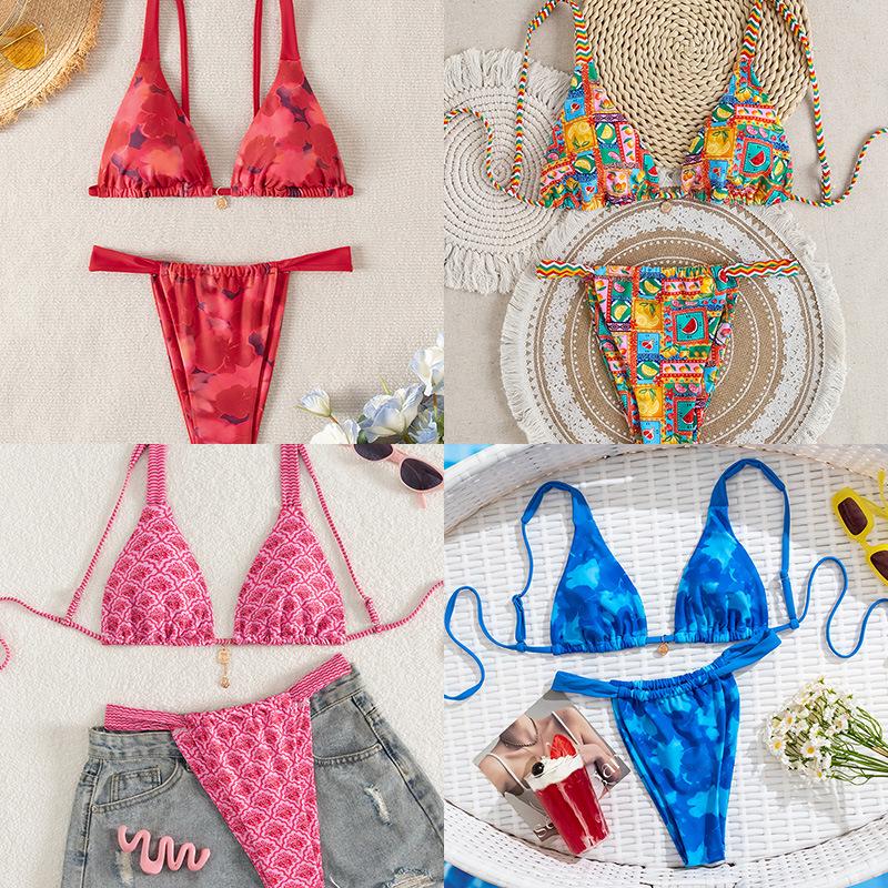 2025 Cross-Border European & American Sexy Print Bikini Swimsuit for Women