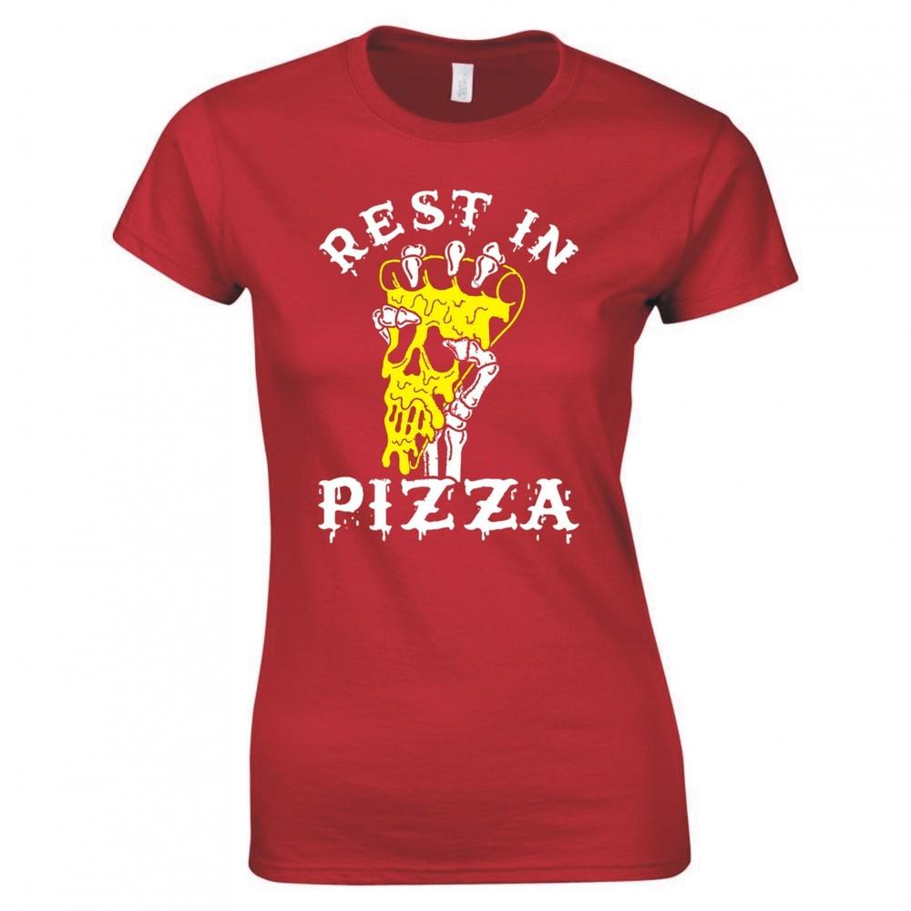 Funny Rest In Pizza Ladies Skinny Fit Tshirt S