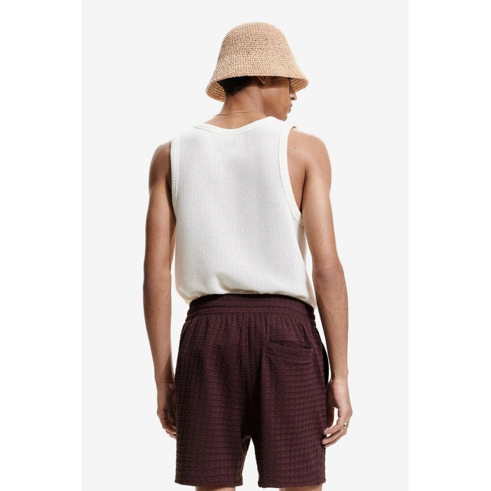 H M Regular Fit Textured Sweat sHorts pluM Purple