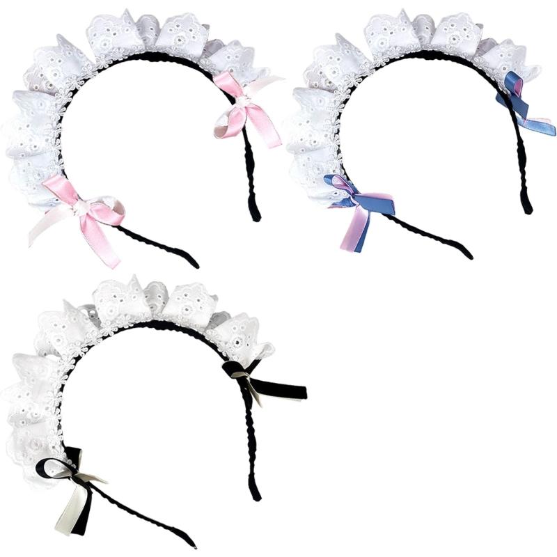Maid Headbands Women Girls Lolitas Headbands Soft Fabric Headwear Lovely Hair Band for Role Playing and Fashion