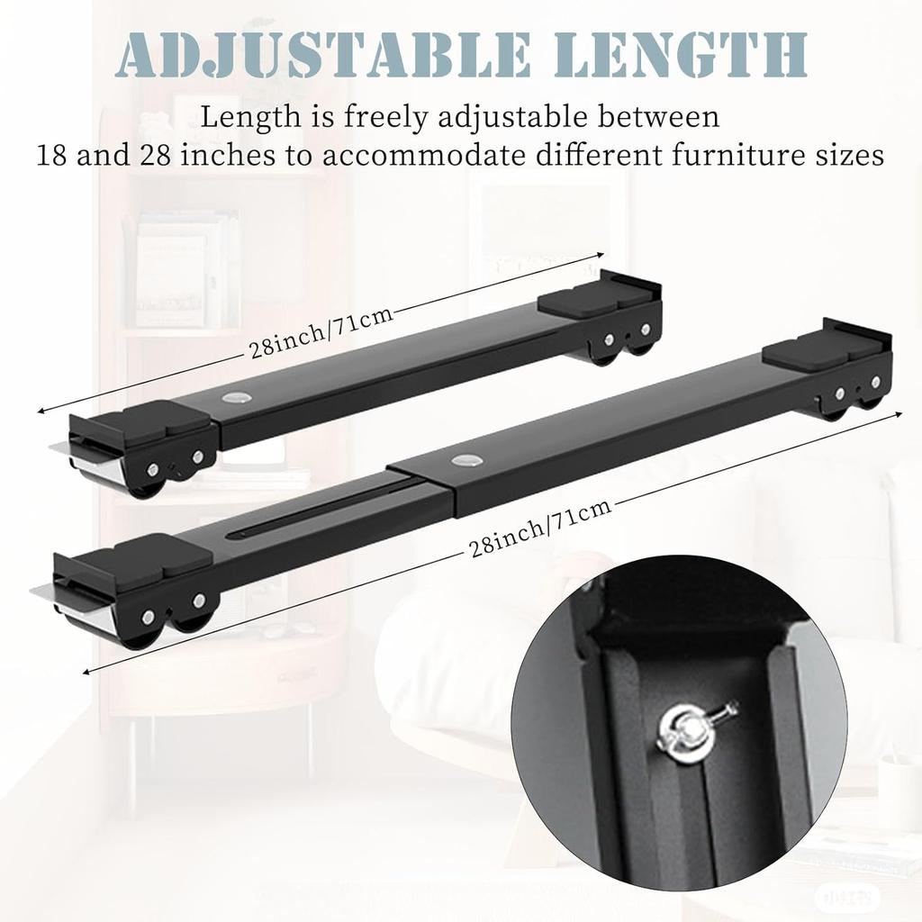 Adjustable Heavy Duty Appliance Rollers, Furniture Moving Roller Wheels with Brake, Washing Machine Wheels Load Bearing 660lbs for Refrigerators