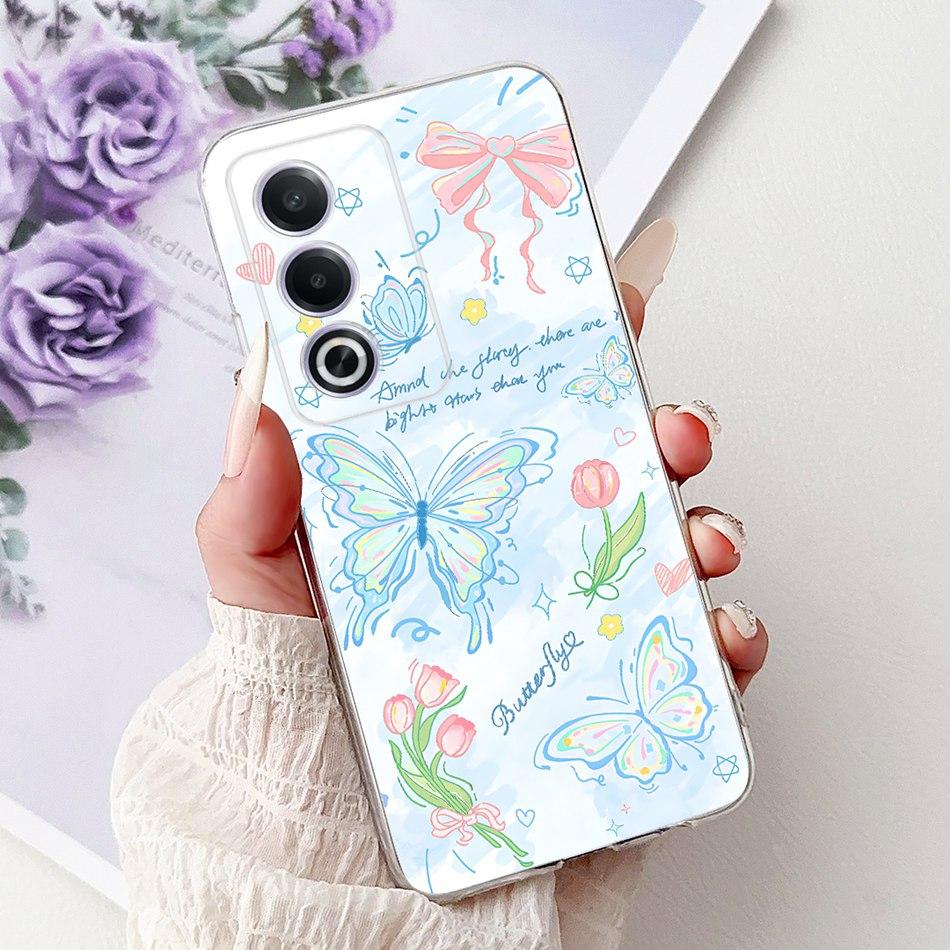 For OPPO A3 Pro A80 CPH2639 Elegant Floral Cat Printed Phone Case For Oppo  A80 A3 Pro 5G Global Soft Silicone TPU Cases