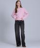 BASIC HOUSE Women'S Cable Round Neck Crop Knit Pink Lykt7201