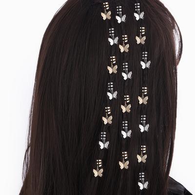 20 PCS. Golden and Silver-colored Hair Accessories for Wigs and Dreadlocks. Hair Ornament Buttons, Open Butterfly-shaped Hair Ri