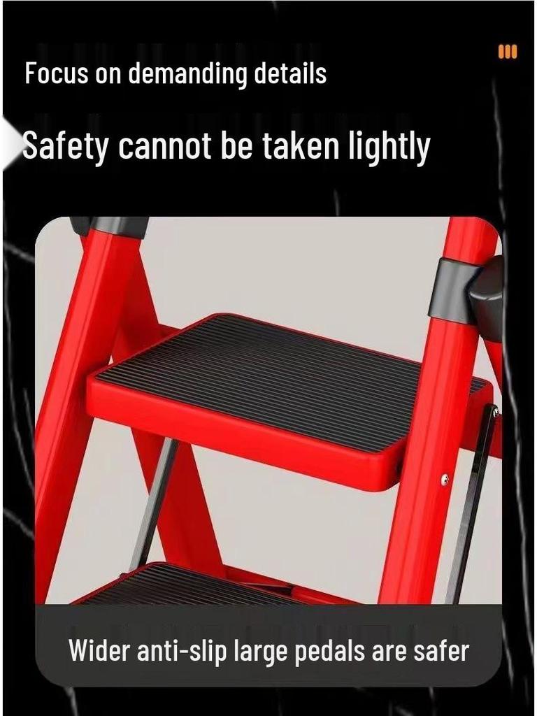4-Step Indoor Folding Ladder Stool: Multi-Functional Telescopic Design