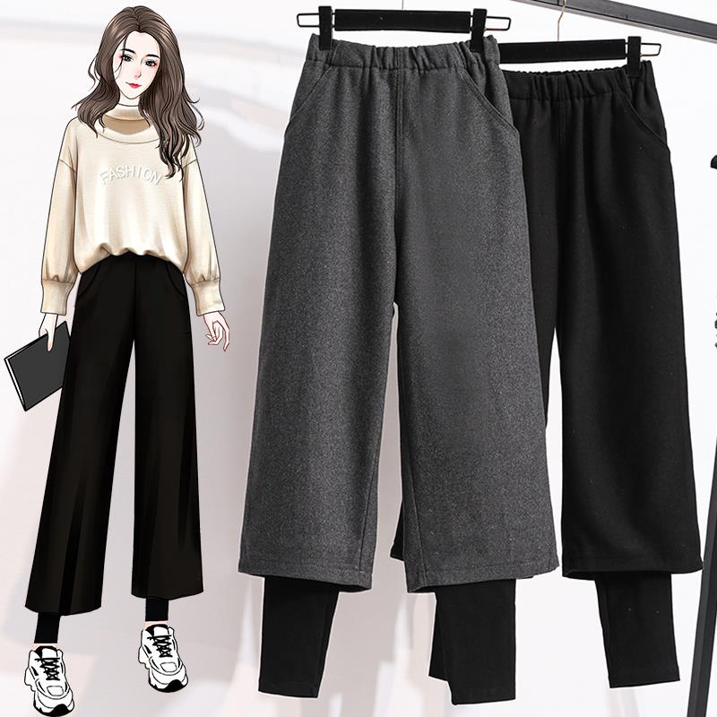 DIMANAF Plus Size New Winter Autumn 2025 Women Long Pants Loose Casual Thick Elastic Waist Vintage Lady