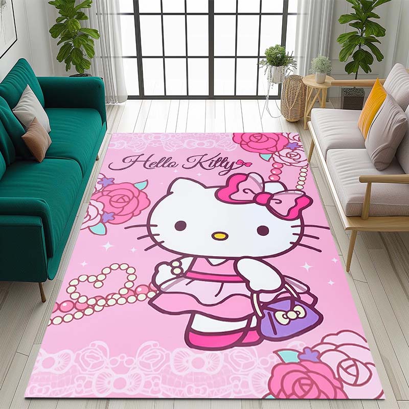 3D cute Hello Kitty cartoon rug, suitable for bedrooms, living rooms, sofas, home doormats, large size children's play mat, Q-01