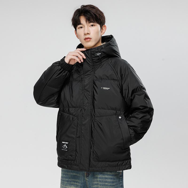 New winter men's short bread jacket down jacket fashion trendy brand casual loose white duck down hooded jacket men