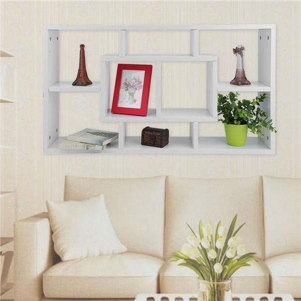 Sechseckiges Gitter-Wandlagerregal Schwimmende Wandregale Figure Bedroom