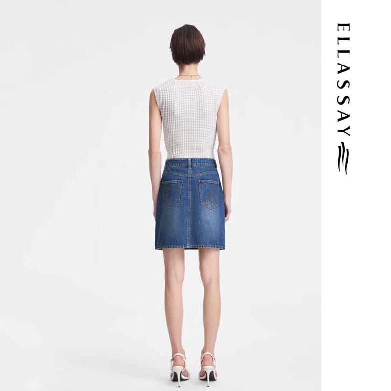 ELLASSAY Women's High-Waist Denim Mini Skirt