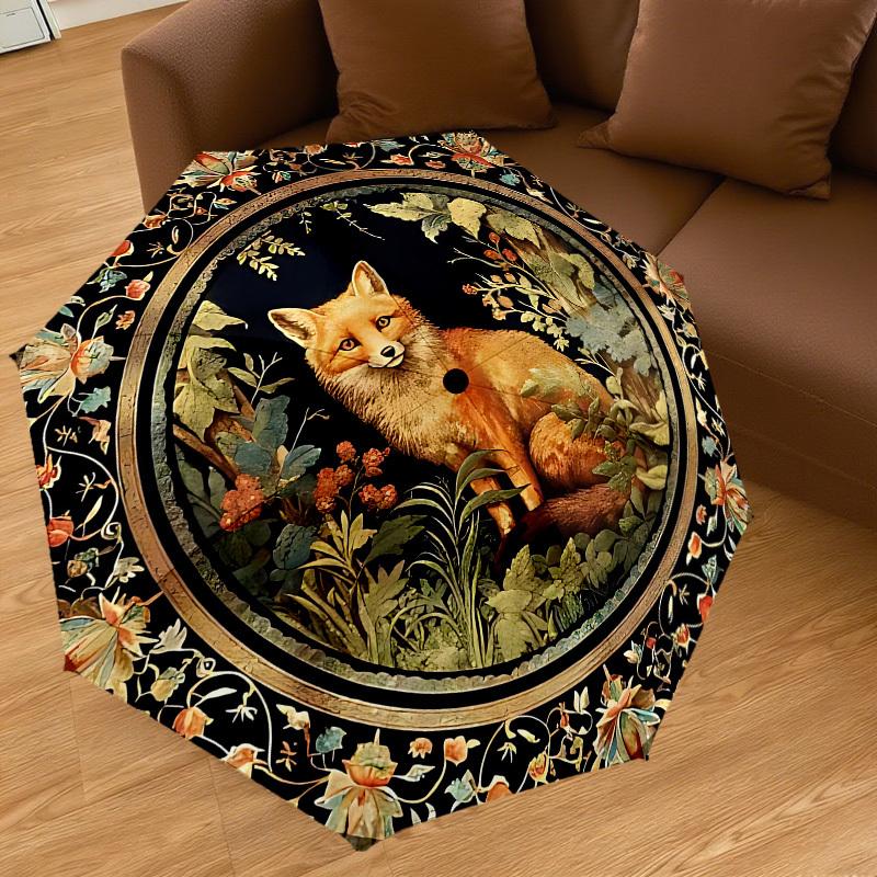 1PC Fox Floral Umbrella-8-Rib Reinforced, Automatic Open, Lightweight & Durable, Cute Fashion Accessory for Outdoor, Beach or Casual Use, Beach Umbrel