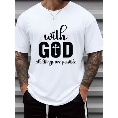 Europäische Größen Herren Faith T-Shirt 100% Baumwolle Comfort Colors Unifarben Rundhals Kurzarm mit Glaube an Gott Aufdruck Religiöse Freizeitkleidung