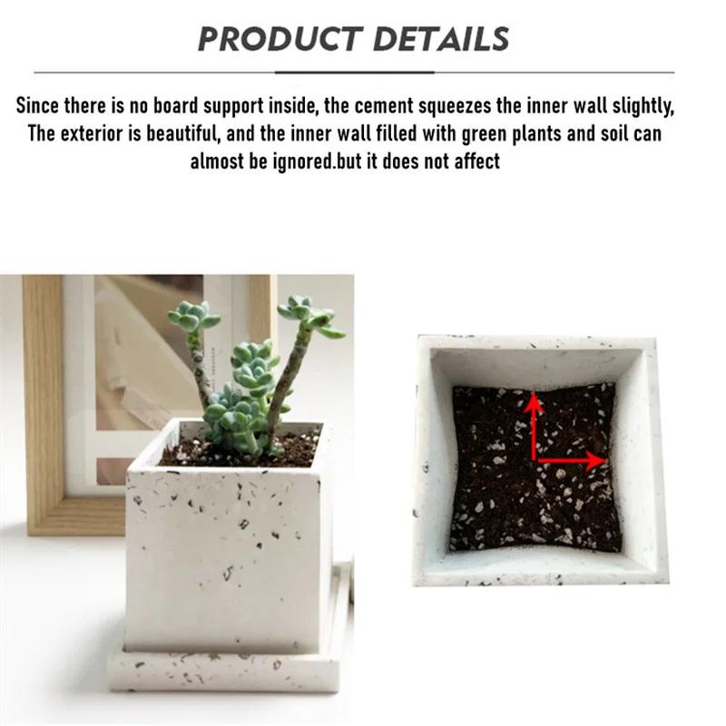 Cement Flowerpot Mold Silicone DIY Succulent Pot Round Square Terrazzo Flowerpot Mold Resin Cement Art Supplies Clay Molds