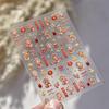 5D gold printed Chinese character nail stickers high quality happy nail art stickers Chinese soft embossed nail art decals