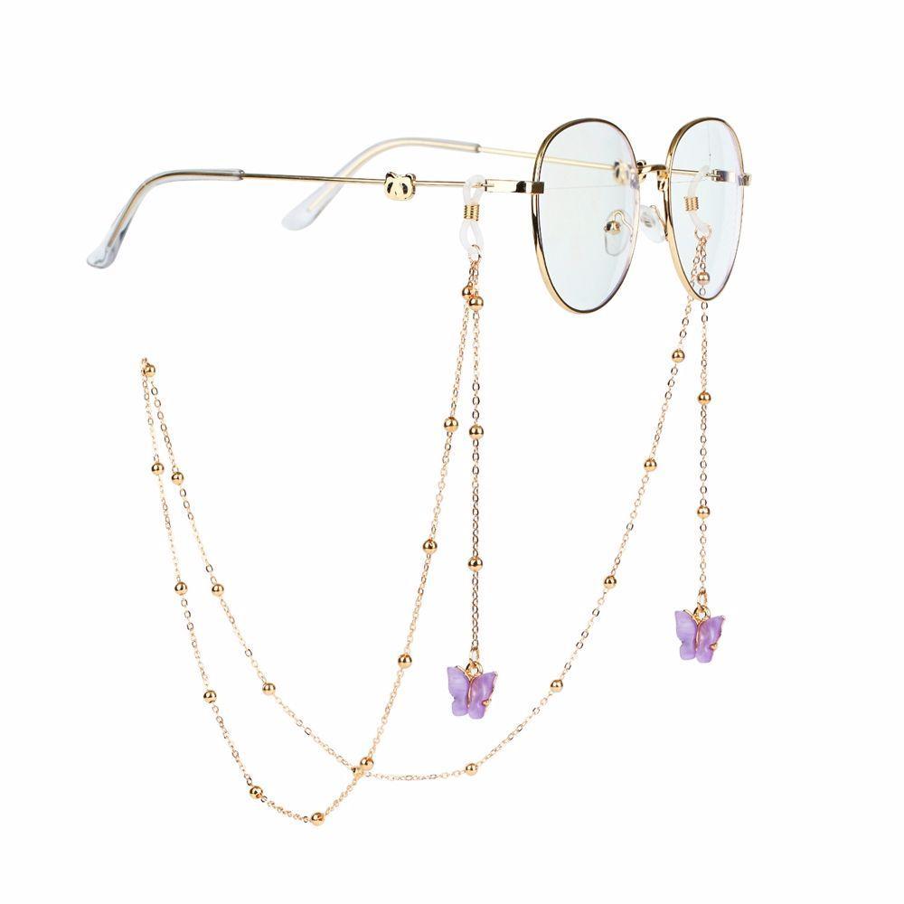 Simple Eyewear Non-slip Zinc Zinc Alloy Anti-lost Metal Glasses Chains Neck Strap Butterfly Mask Hanging Rope