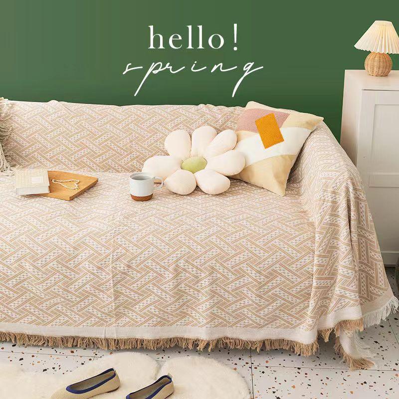 Sofa towel full cover fabric sofa cushion cover Nordic sofa blanket line blanket universal in all seasons 90*90cm