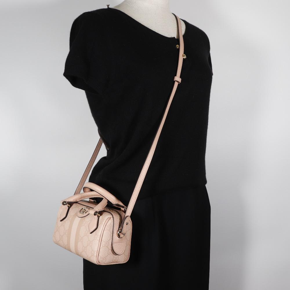 Gucci Ophidia Super Mini Bag Handbag 781490 FAD03 6241 2WAYShoulder Dusty Pink GG Supreme Canvas Women Used