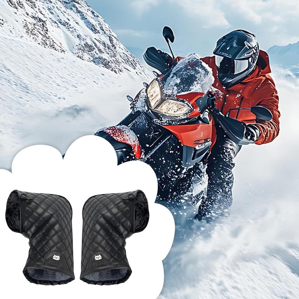 Unisex Motorcycle Handlebar Mitts Waterproof Snowmobile Mittens Windproof Handlebar Fingerless Gloves for Cold Weather Riding