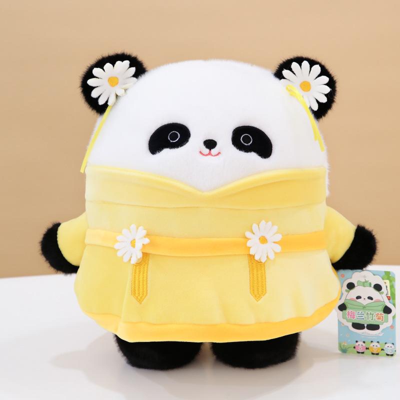 

Blossom Plum Cartoon Orchid Bamboo Chrysanthemum Panda Plush Toy Pp Cotton Chrysanthemum,11cm/4.33in